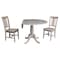 International Concepts Round 42 in Round Top Pedestal Table with 2 Chairs, Washed Gray Taupe, 42 in W, 42 in L, 29.5 in H K09-42DPT-C10-2 - alternate 3